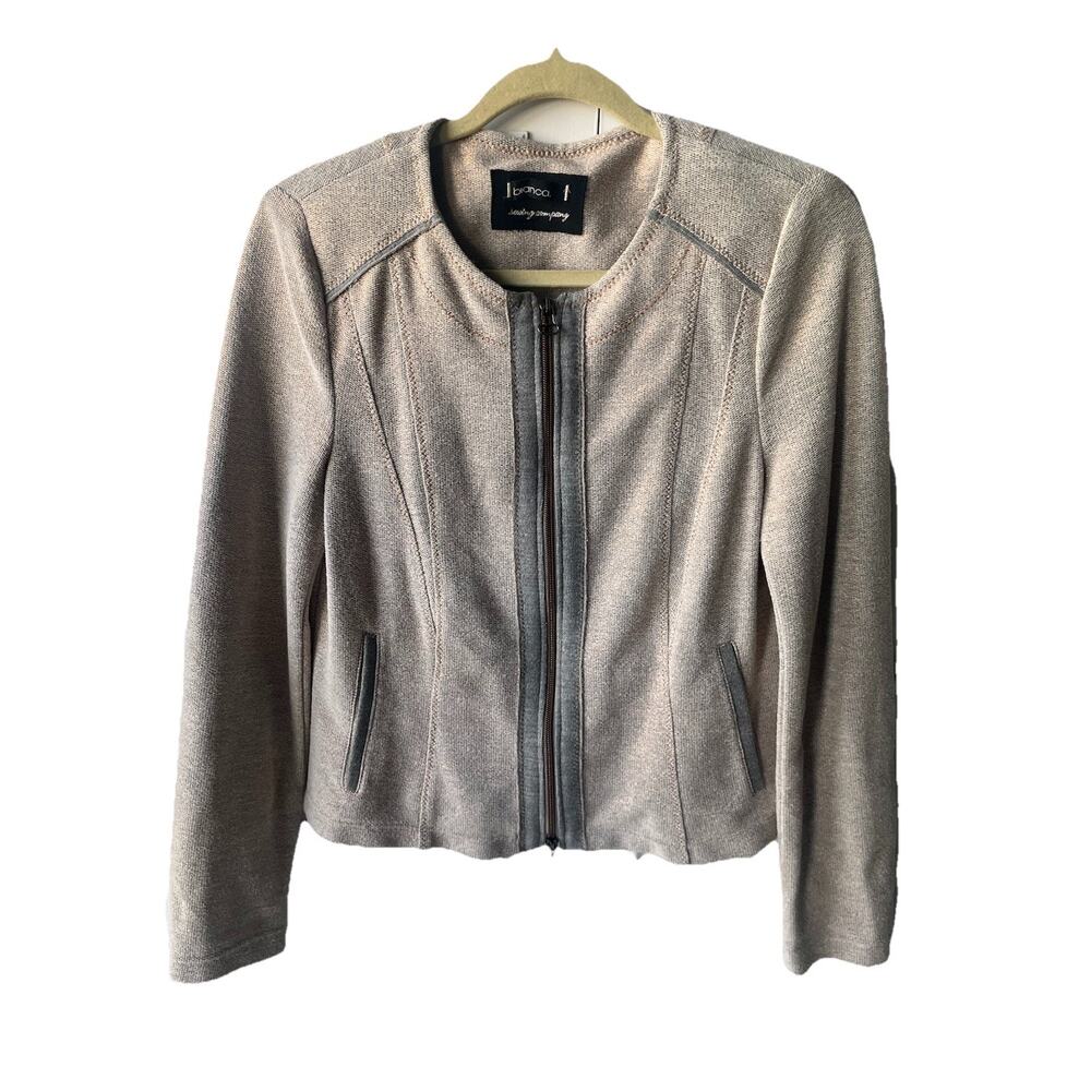 Designer Bianca Moden Metallic Textured Knit Moto Jacket – Size Small / US 4 EU